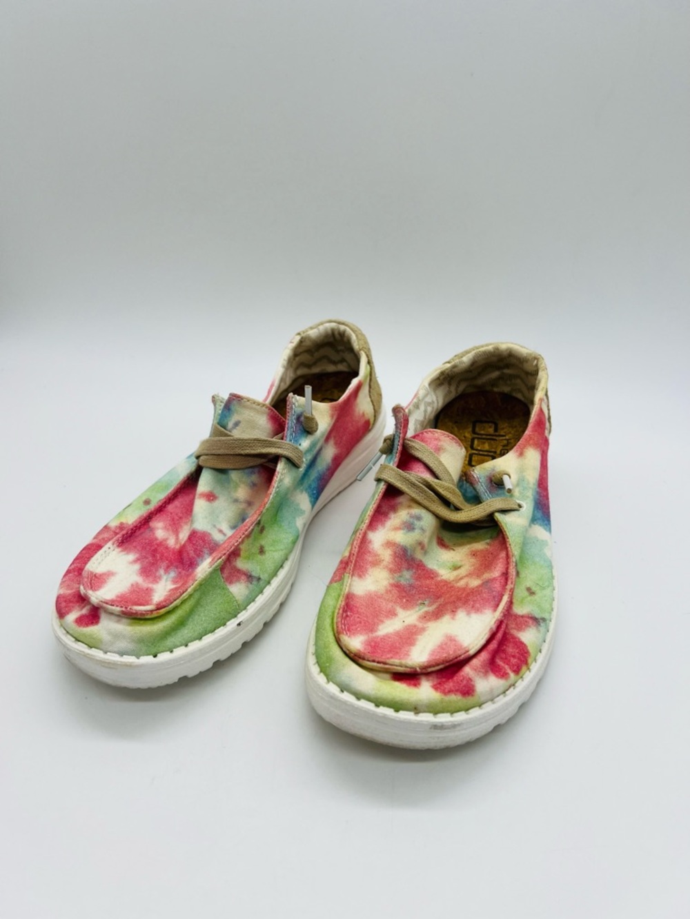 Hey Dude Tie-Dye Canvas Womens Wendy Casual Shoes - Pink, Green, Blue Tie Dye